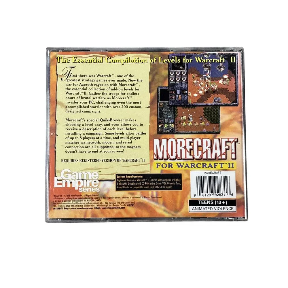 Vtg 1996 Morecraft for Warcraft II 2 pc video game empire series